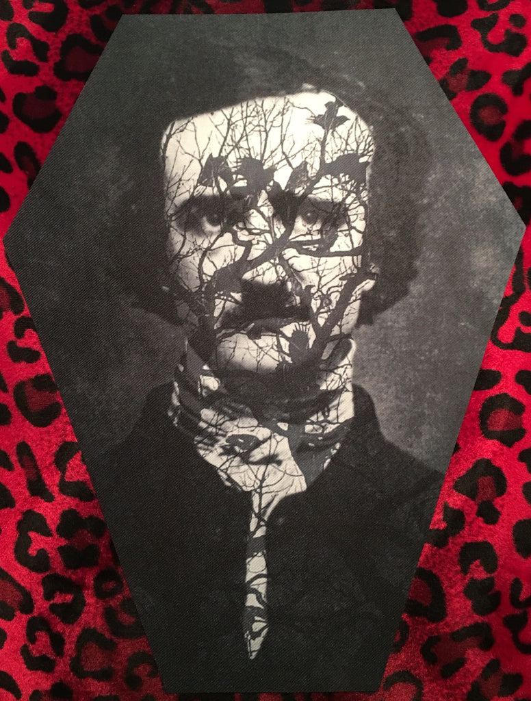 Edgar Allan Poe Coffin Shaped Back Patch